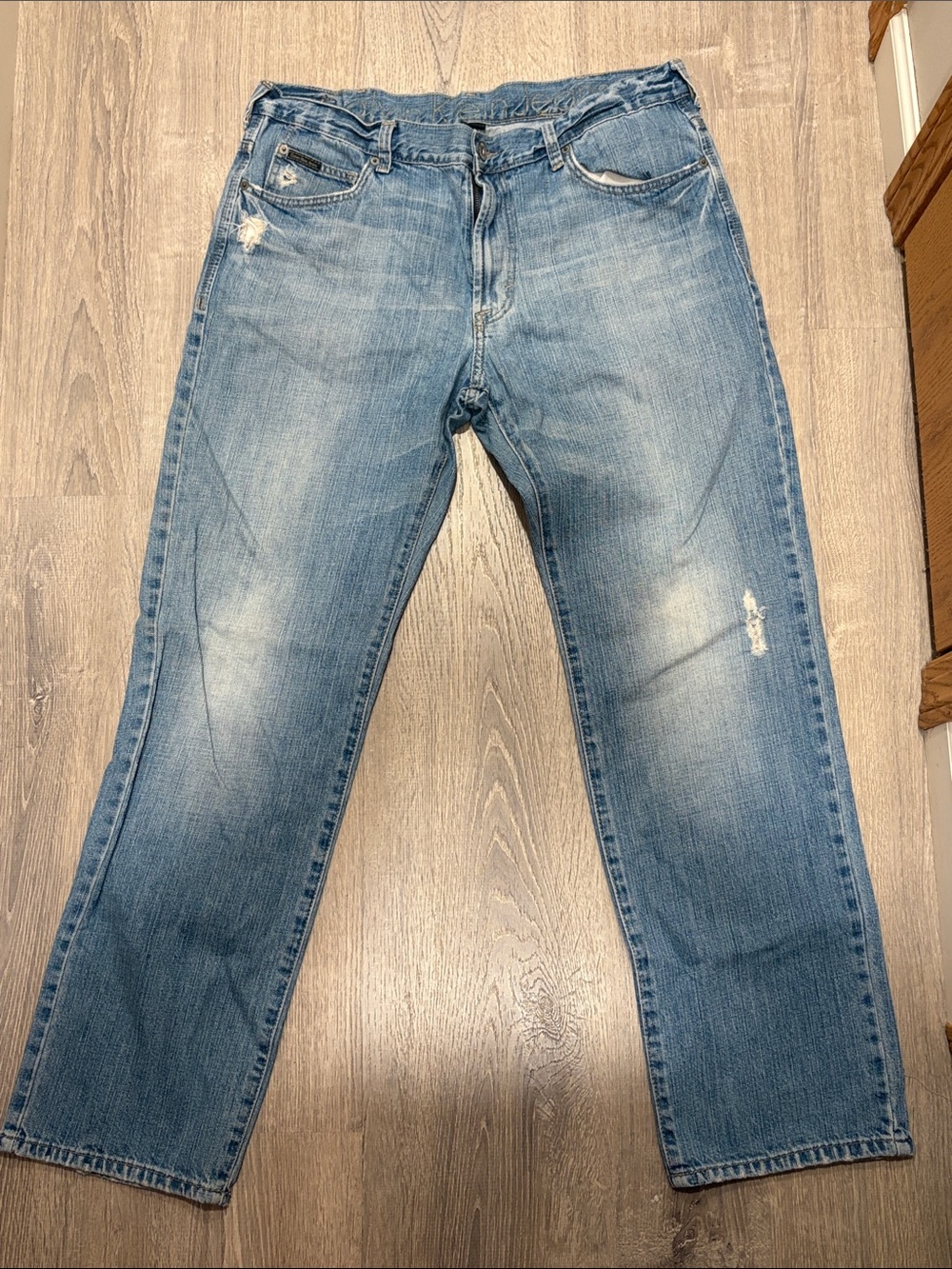 Calvin Klein Jeans Relaxed Fit Light Blue Distressed Denim
